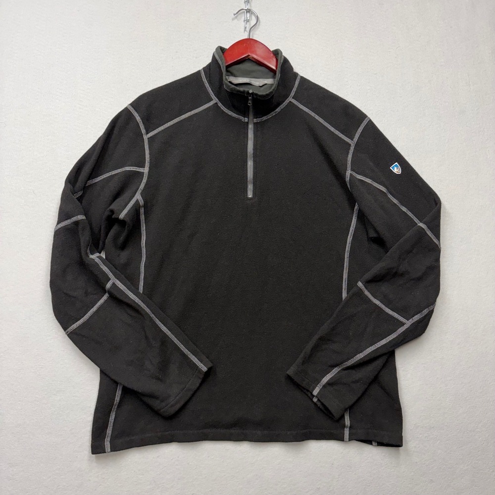 Kuhl Pullover Mens Large Black Kashmira Fleece 1/4 Zip Contrast Stitching